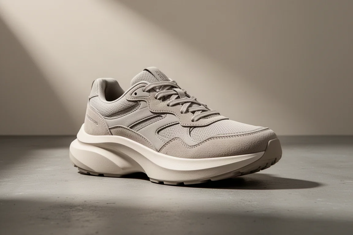 New Balance More v5 max cushion running shoe on a concrete surface