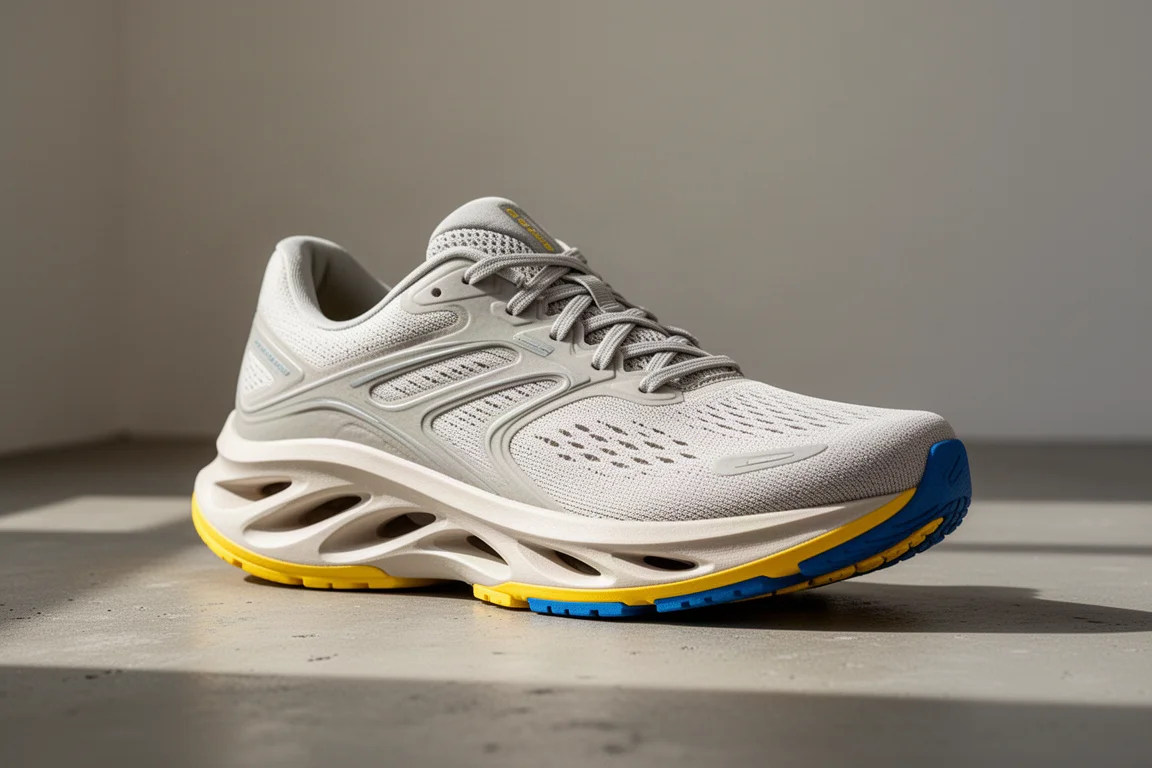 New Balance Rebel V4 running shoe at three-quarter angle on concrete