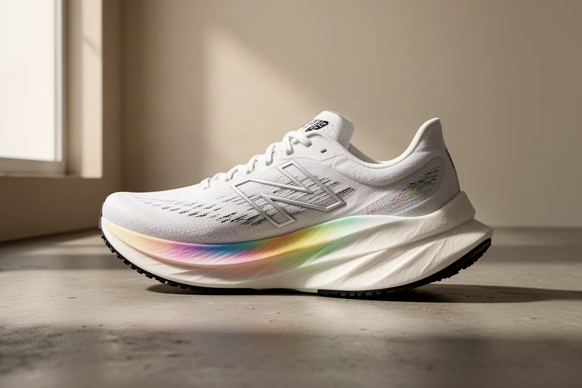 New Balance SC Elite V5 Carbon-Laufschuh auf matter Betonoberfläche