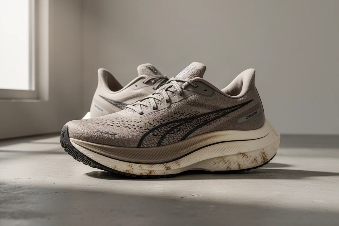 New Balance SC Trainer V3 running shoe photographed on concrete