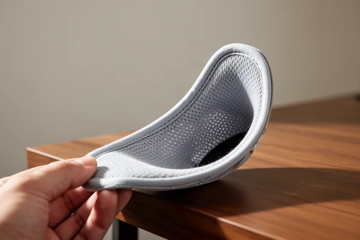 Close-up of the heel collar area of a racing shoe showing minimal padding