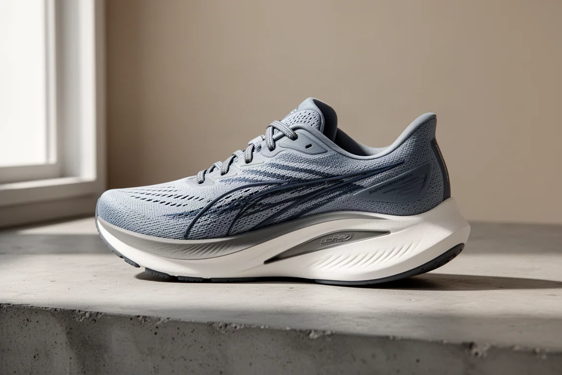 Scarpa da running New Balance SuperComp Trainer V3 su una superficie in cemento
