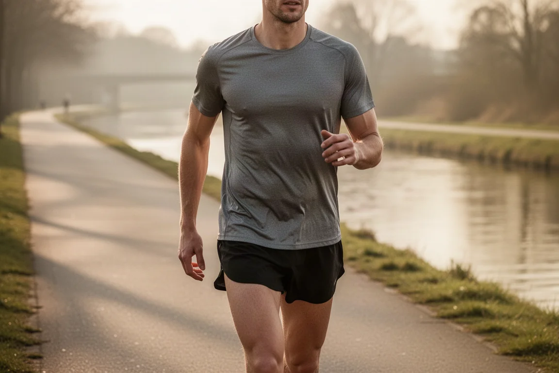 Athlete walking in running shoes after an easy training run