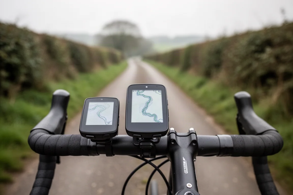 Silbernes Aluminium-Endurance-Rennrad, das an einer Betonmauer an einer Landstraße lehnt