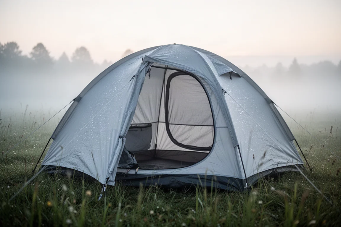 裝滿裝備的超輕量背包倚靠在森林登山口的巨石上