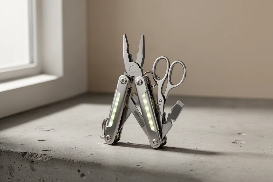 NEX Tool Mini Sailor Light, narzędzie wielofunkcyjne na brelok, na betonowej powierzchni