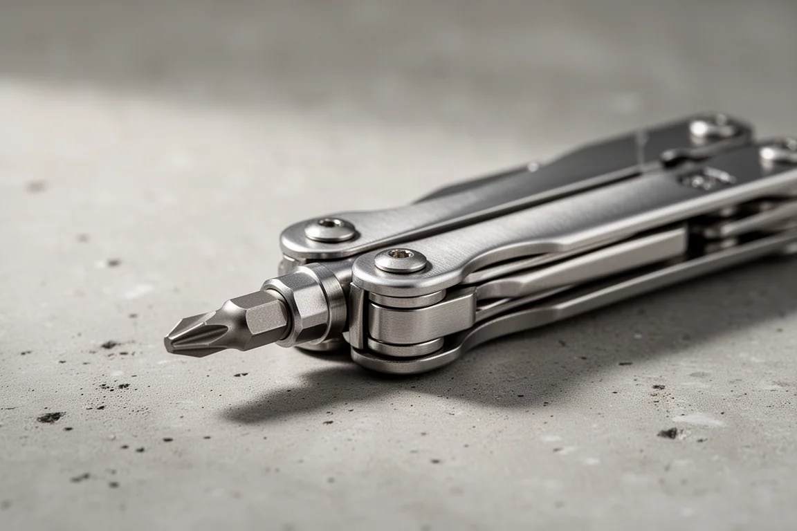 Close-up of an adjustable wrench jaw gripping a bolt head