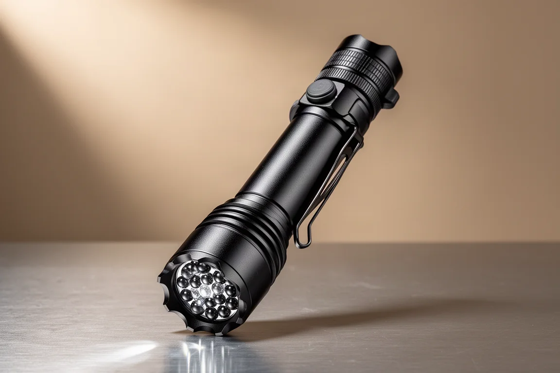 Nextorch TA30C tactical flashlight with strike bezel and rotary tail collar