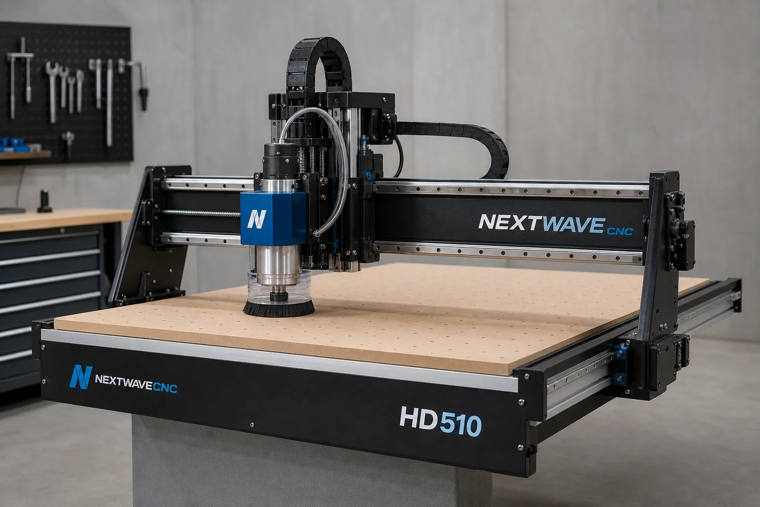 Carbide 3D、NextWave CNC、OnefinityのCNCマシン6台を並べた様子