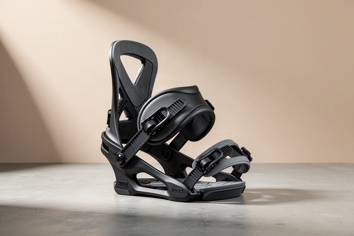 Nidecker Alti Supermatic snowboard binding on a neutral surface