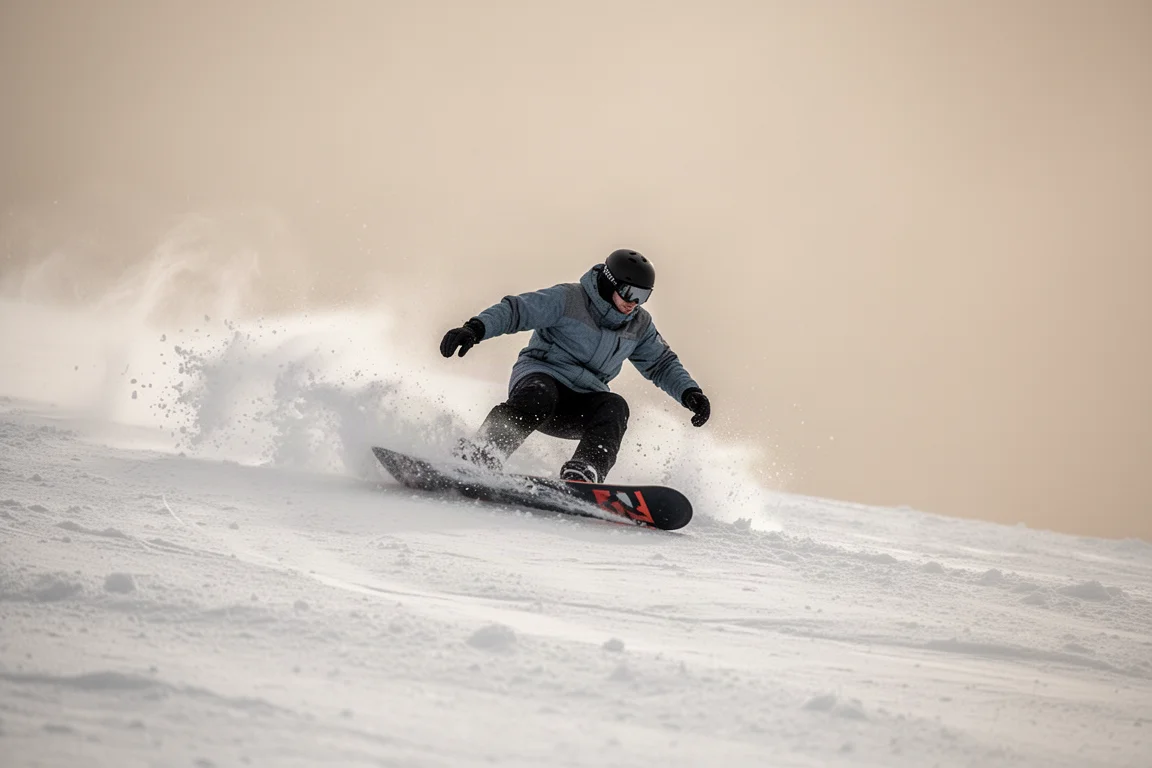 滑手在硬實壓雪上鎖定高角度 toe side 刻滑
