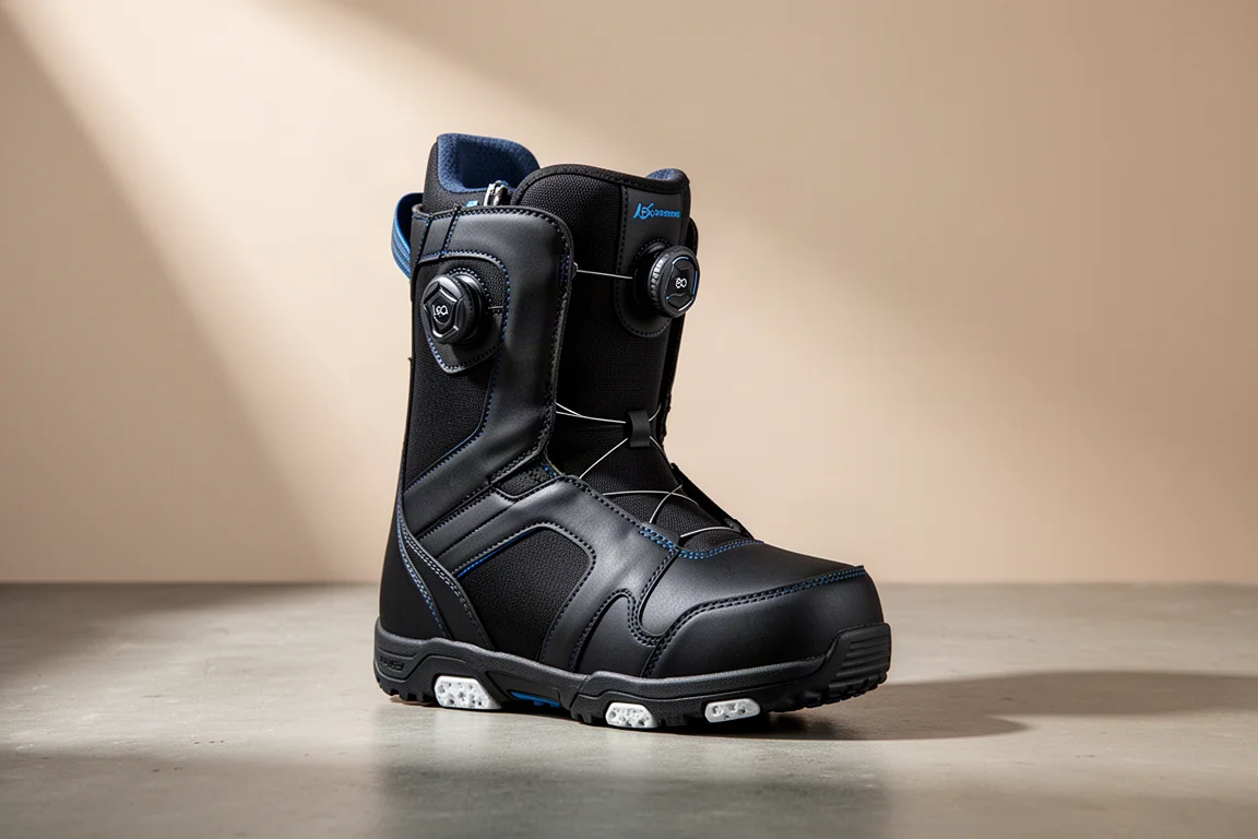 Bota de snowboard femenina Nidecker Rift sobre una superficie de hormigón