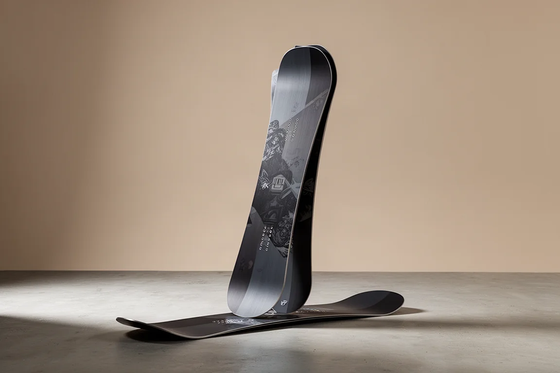 Nidecker Sensor Freestyle-Snowboard aufrecht auf einer Betonfläche stehend
