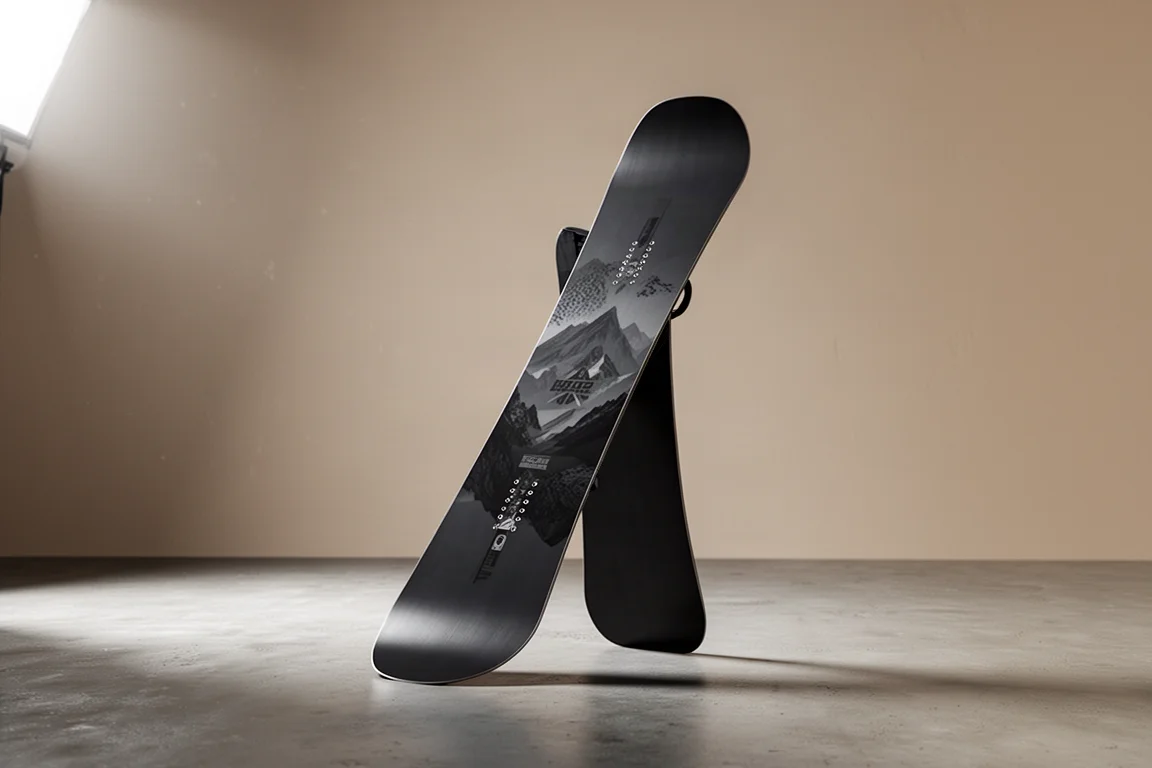 Nidecker Smoke, snowboard all-mountain, stojący pionowo na betonie
