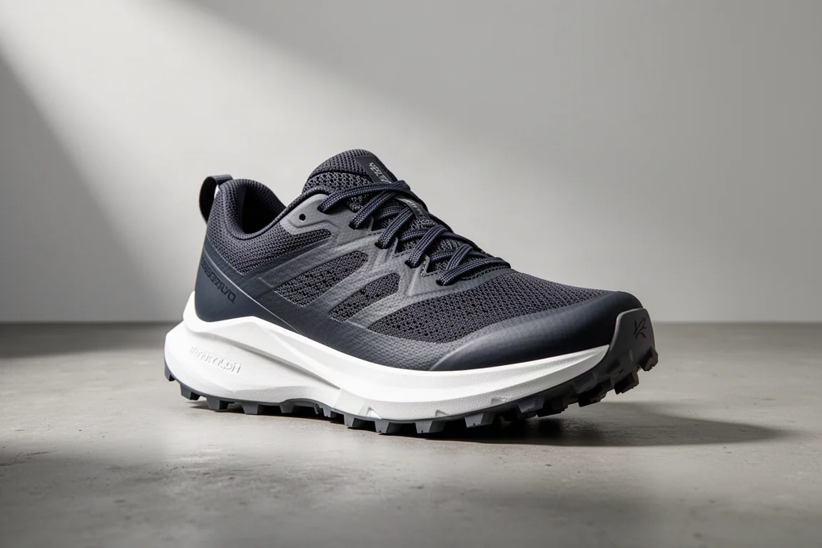 Scarpa da trail running Nike ACG Ultra Fly su una superficie di cemento neutra