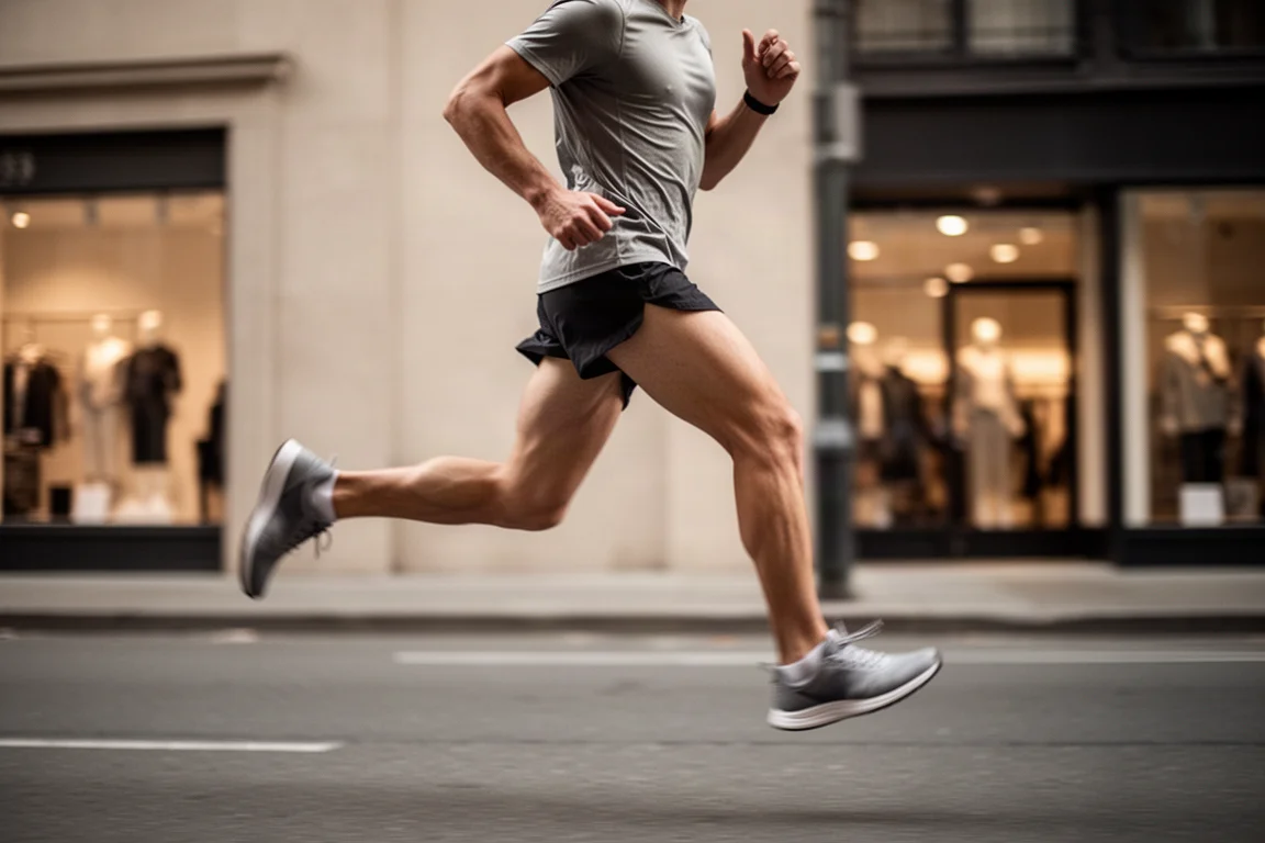 Un corredor avanzando por una calle tranquila de la ciudad durante un entrenamiento de tempo