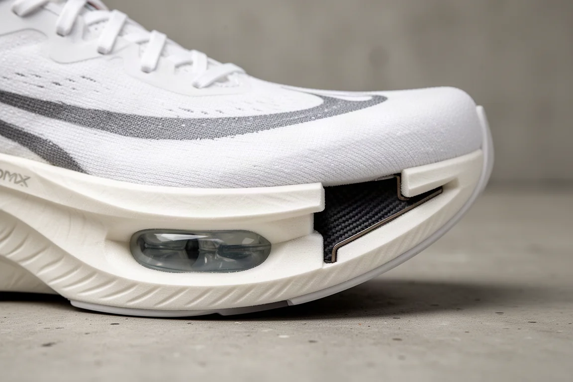 Läufer schnürt vor einem schnellen Lauf einen leichten Wettkampfschuh