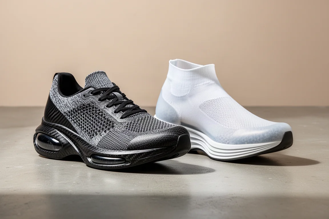 Nike Alphafly 3 and On Cloudboom Strike LS racing shoes side by side on concrete