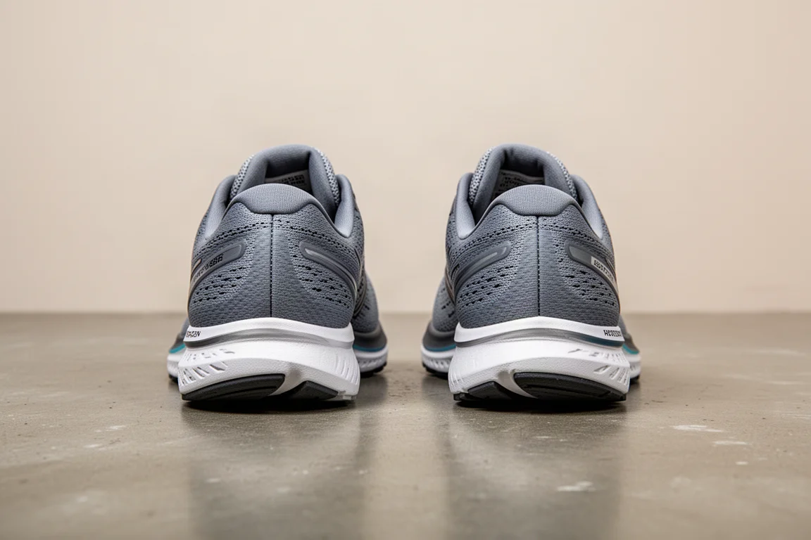 Zwei Laufschuhe nebeneinander mit unterschiedlichem Fersenstapel