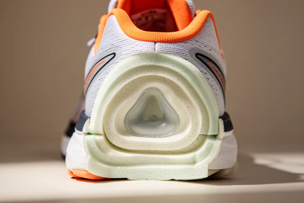 A tear-shaped air bag shape visible inside a cut-open heel midsole