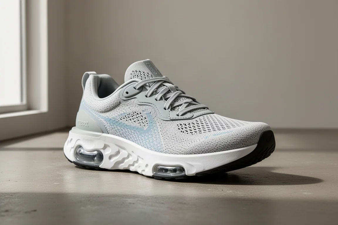 Nike Pegasus 39 跑鞋,網布鞋面與白色泡棉中底,置於水泥地面上
