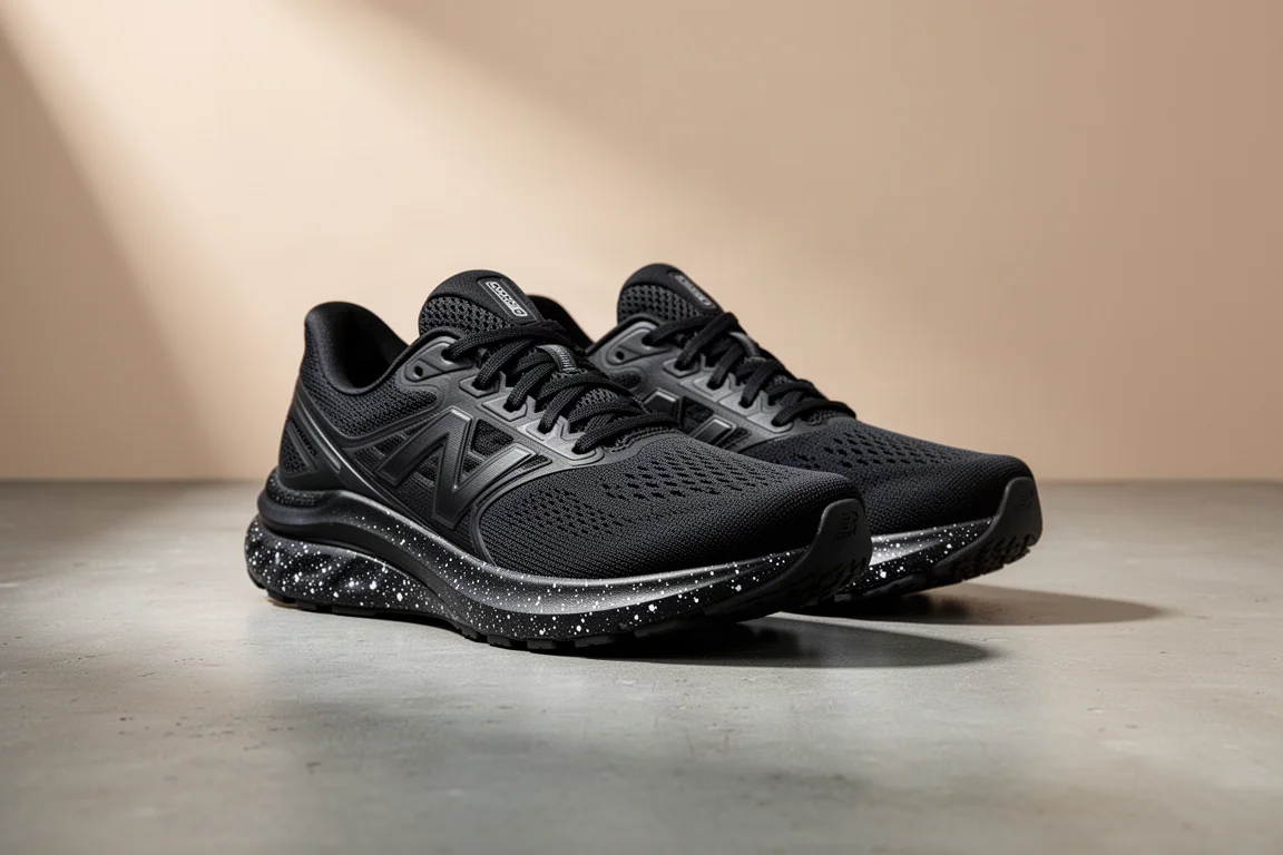 一雙黑色 Nike Pegasus 41 跑鞋擺放在水泥地面上