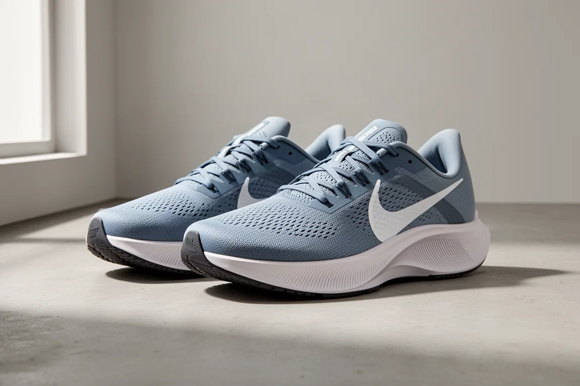 Pair of Nike Pegasus 41 running shoes on a light grey concrete surface