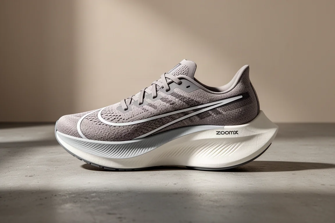 Nike Pegasus Turbo 3 running shoe with thick ZoomX foam midsole on concrete
