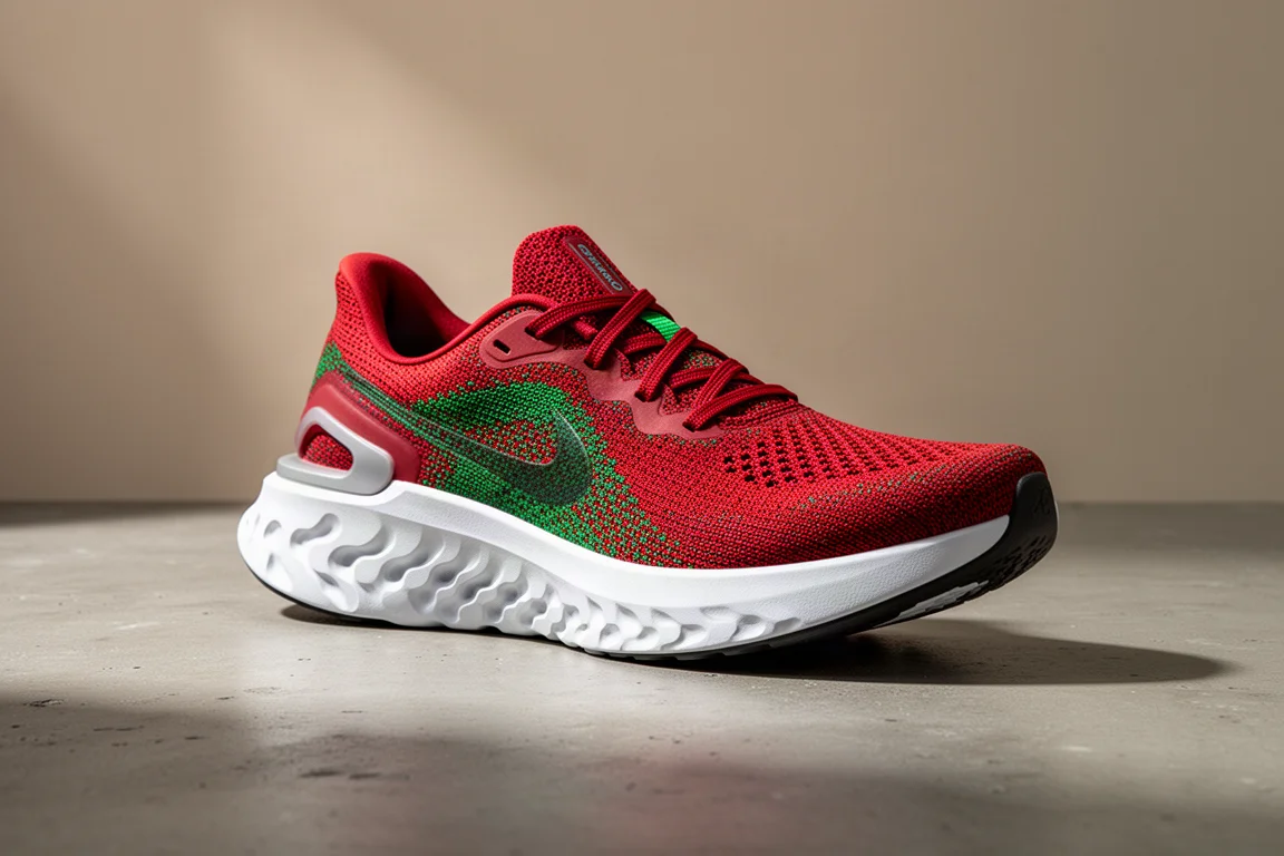 Nike React Infinity 3 running shoe at three-quarter angle on concrete