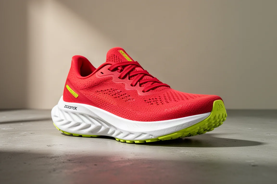 Nike Streak Fly 2 racing shoe in cherry and lime colorway on concrete surface