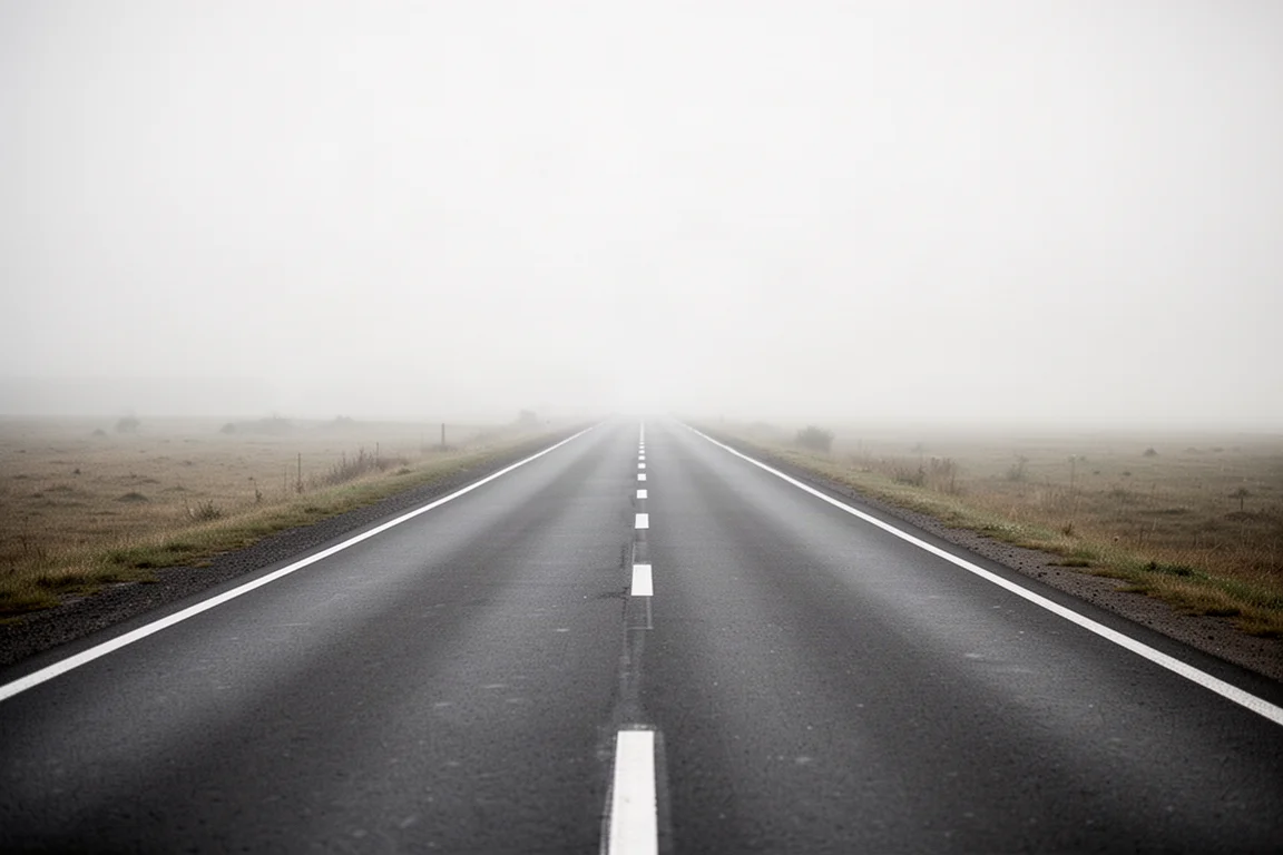 Larga carretera recta que se extiende hacia el horizonte durante un entrenamiento de maratón