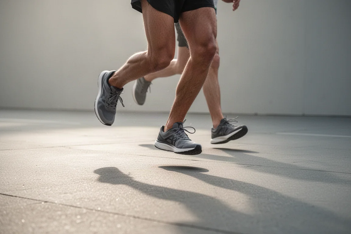 Runner starting an easy morning run on quiet pavement