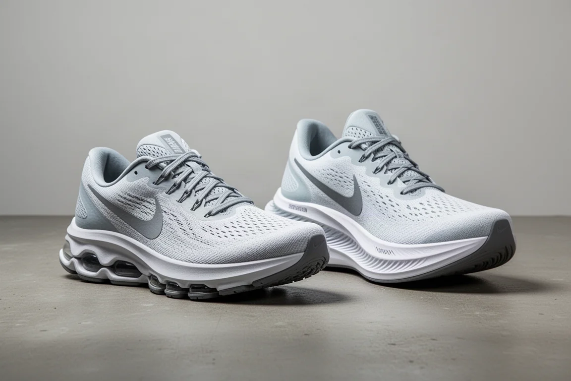 Nike Structure 25 and Nike InfinityRN 4 running shoes side by side on concrete