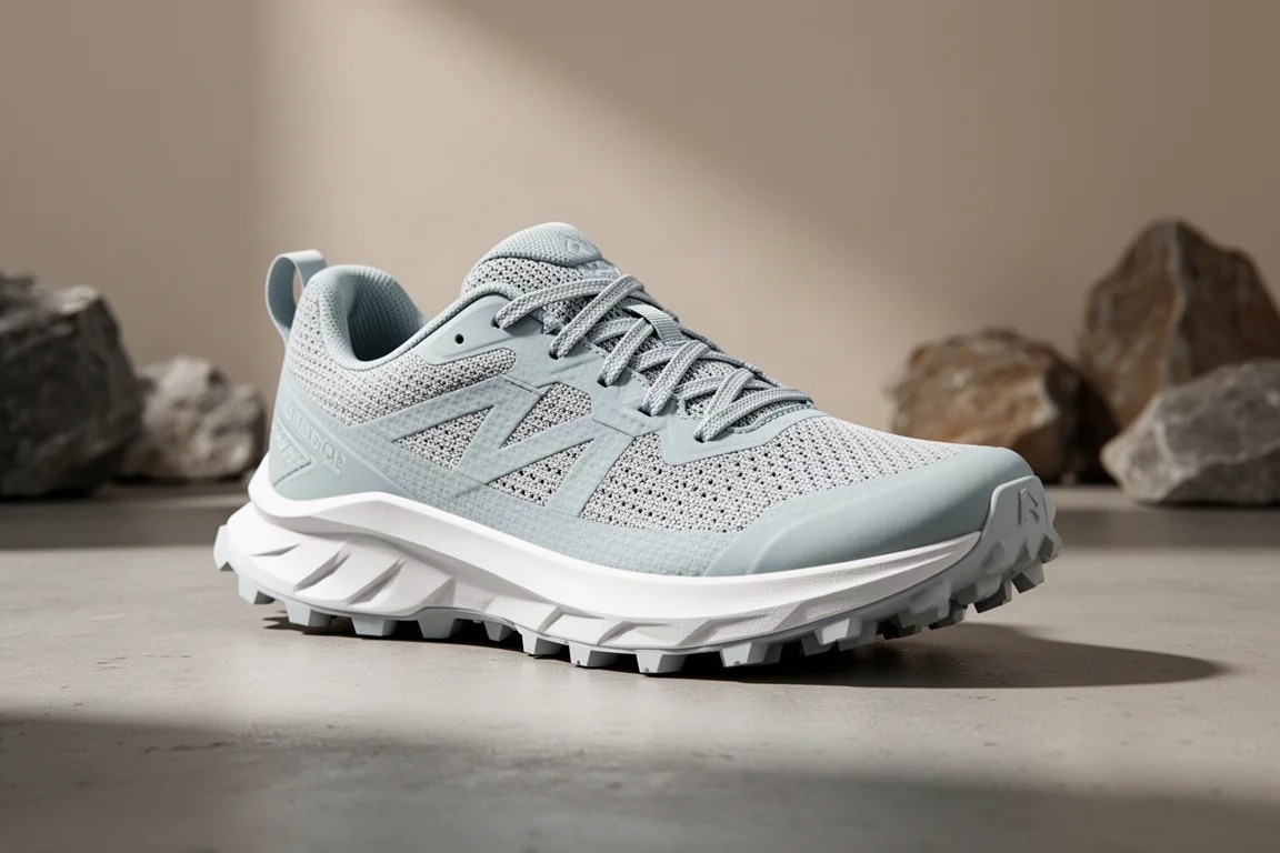But do biegania w terenie Nike Trail 4 pokazany pod kątem trzy czwarte na betonowej powierzchni