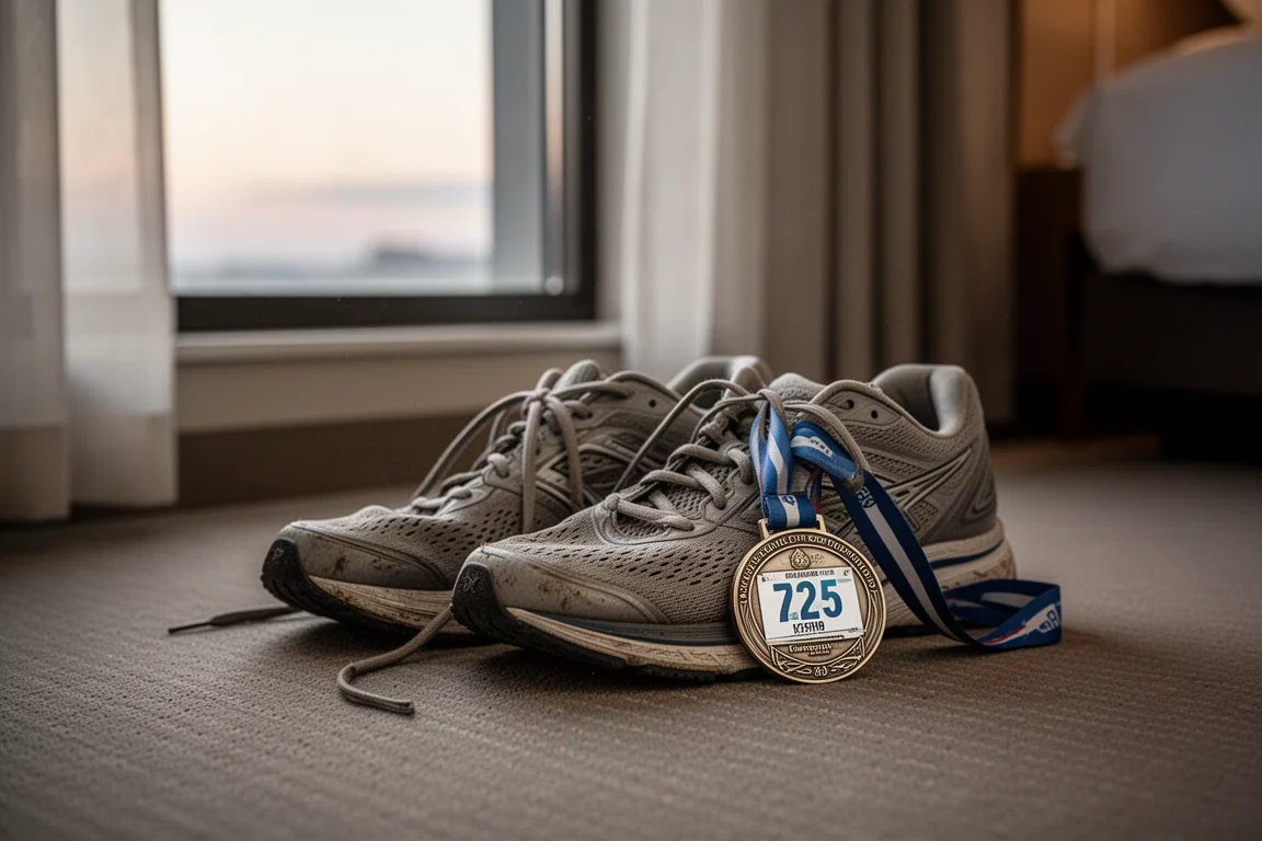 Löparfötter som vilar efter att ha fullföljt ett ultramaraton
