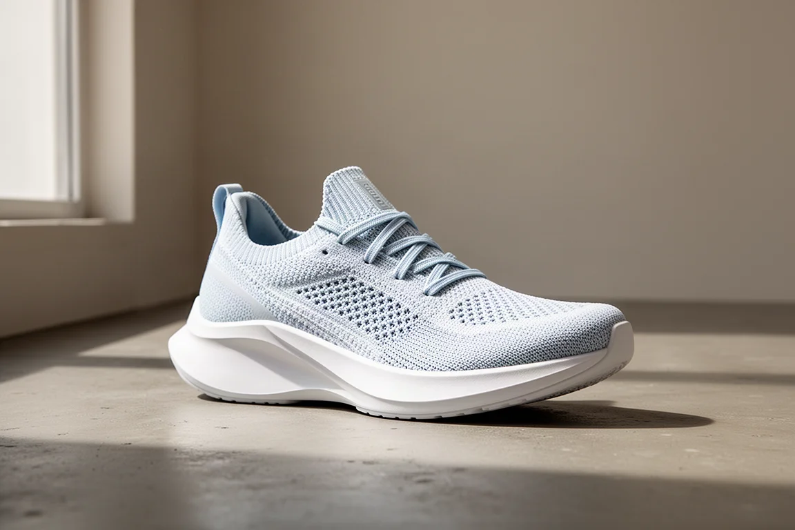 Nike Vaporfly 3 racing shoe with thick white foam midsole on concrete surface