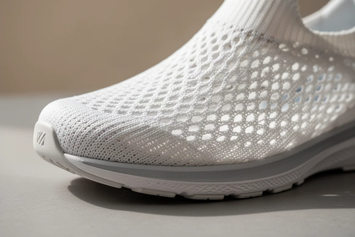 Un corridore allaccia scarpe da gara leggere prima di un long run al mattino presto