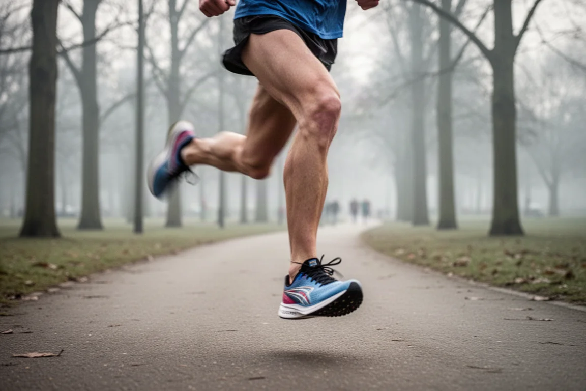 Primo piano di una midsole in schiuma morbida che si comprime sotto la pressione delle dita
