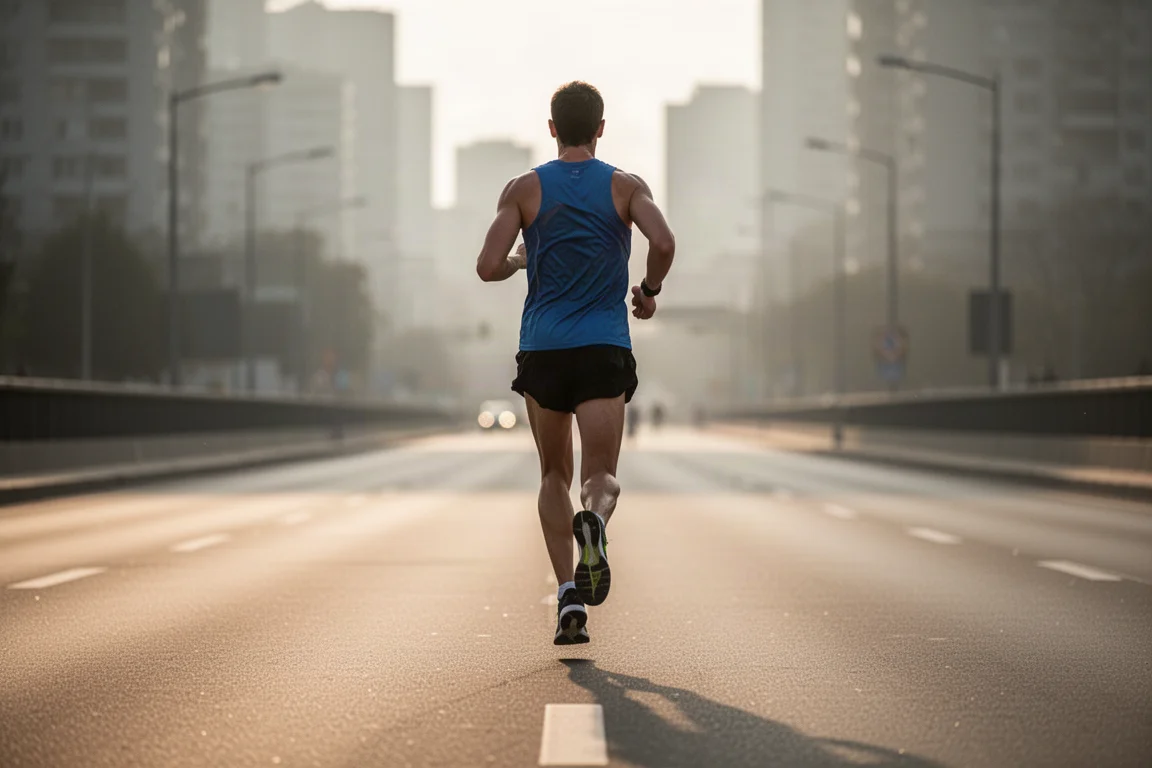 Un paio di scarpe da corsa su strada appoggiate sul cemento dopo un long run