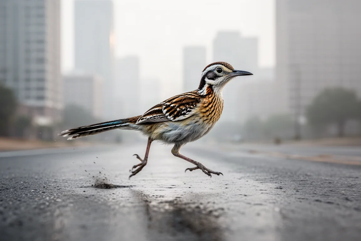 Coureur foulant un trottoir urbain mouillé lors d'un échauffement tôt le matin