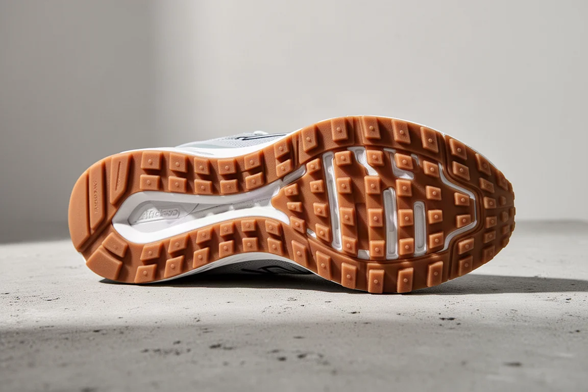 Outsole of a running shoe after 200 miles showing minimal wear