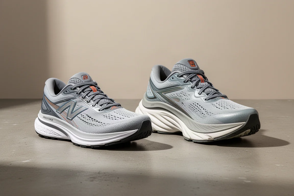 Nike Vomero 18 and Vomero 17 running shoes side by side on concrete