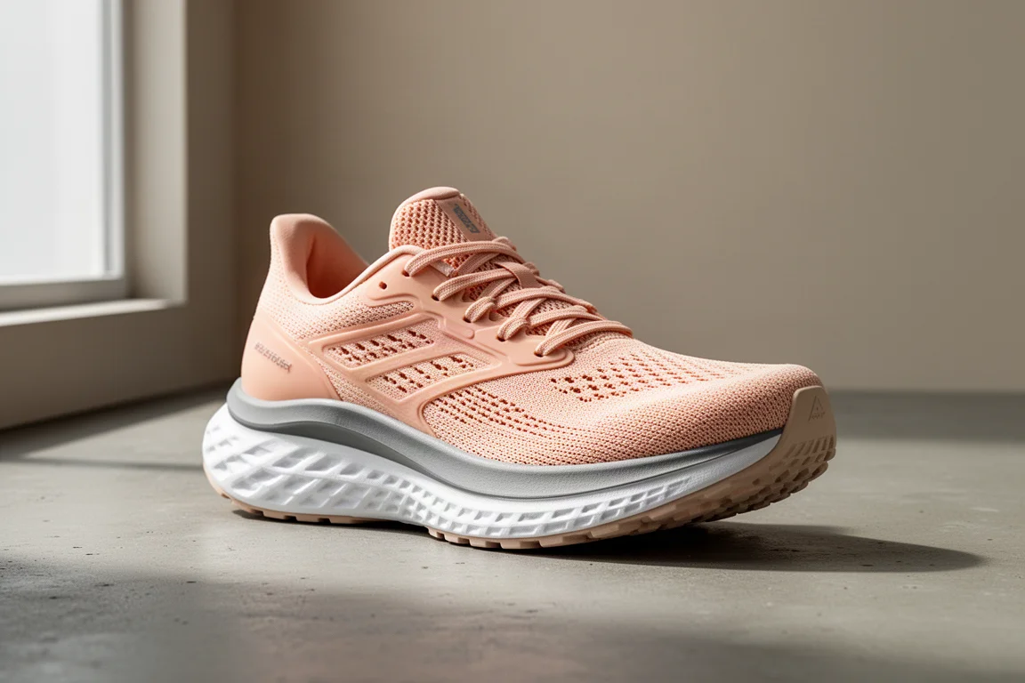 Nike Vomero Plus max-cushion running shoe with thick foam stack on concrete