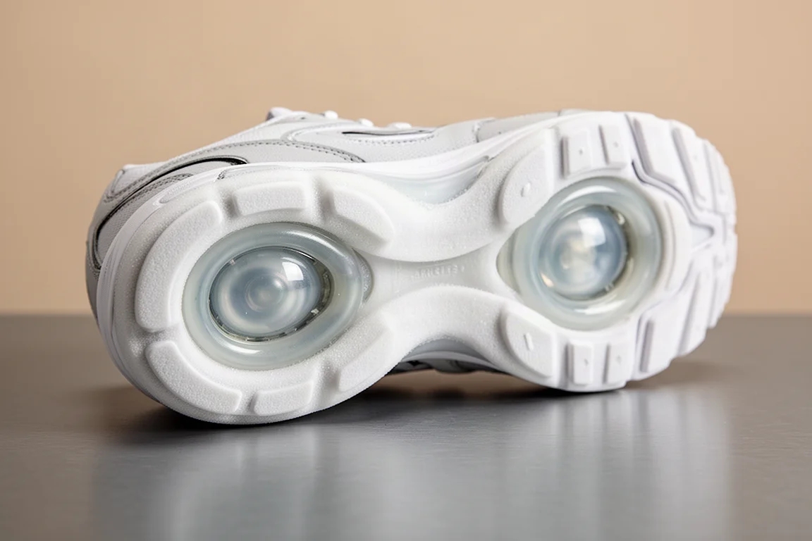 Close-up of Air Zoom cushioning pods in a running shoe midsole