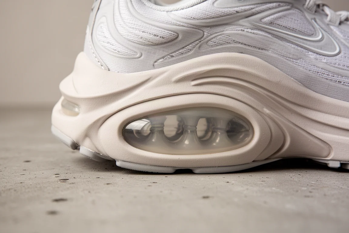 Linguetta e colletto del tallone foderati e spugnosi di una scarpa max-cushion