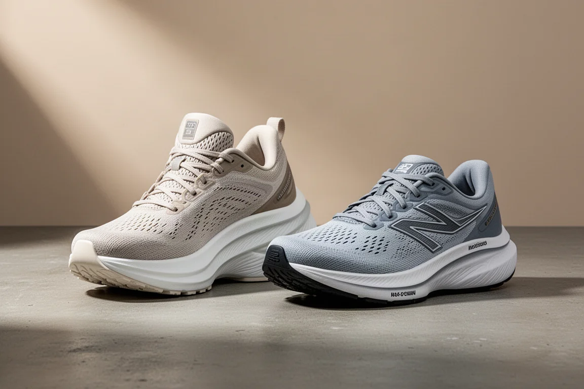Two premium Nike running shoes side by side on a concrete surface