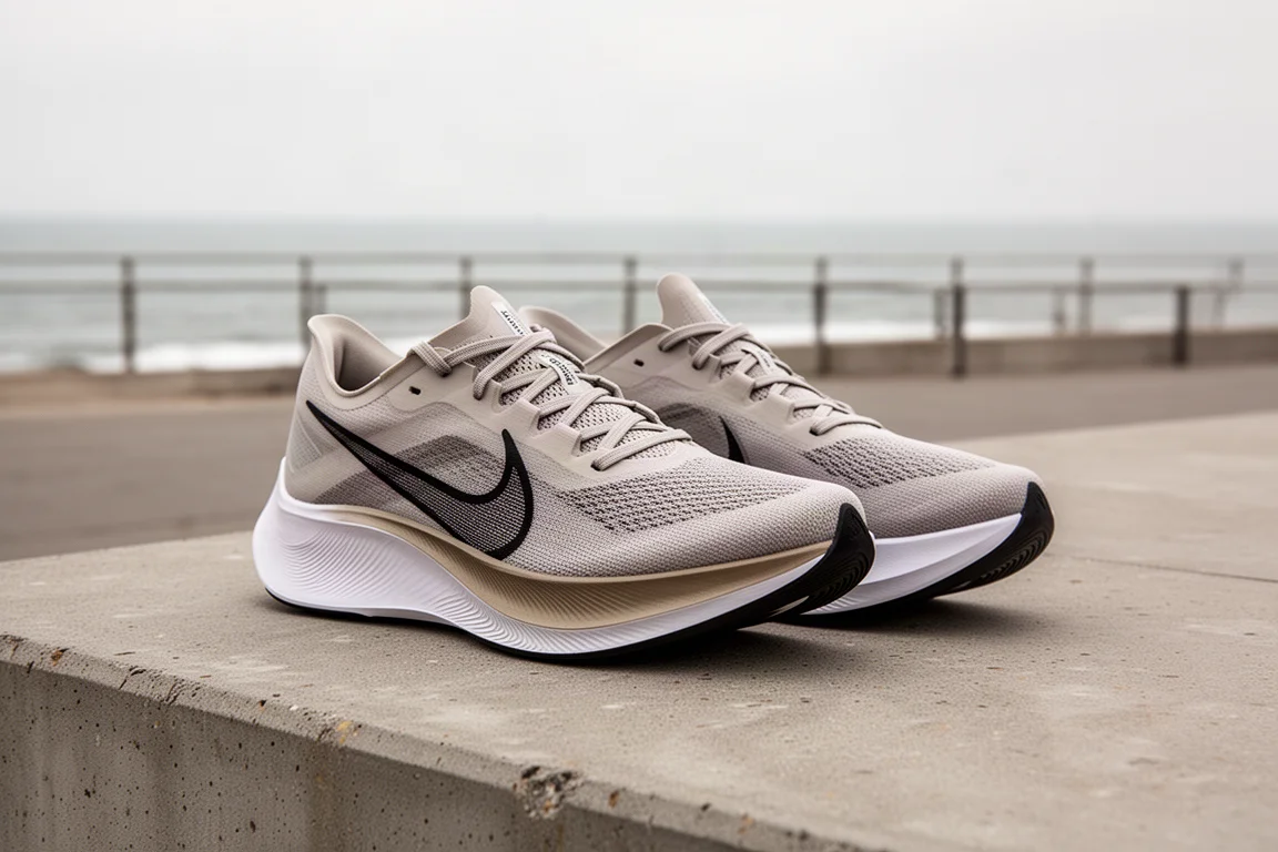Para butów do biegania Nike Zoom Fly 4 na betonowej powierzchni