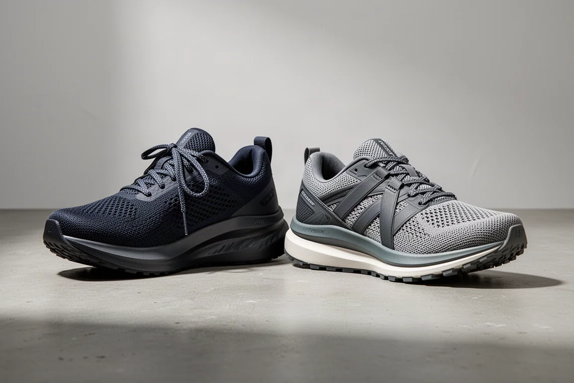Nike Zoom Fly 5 and Puma Deviate Nitro 2 running shoes side by side on concrete