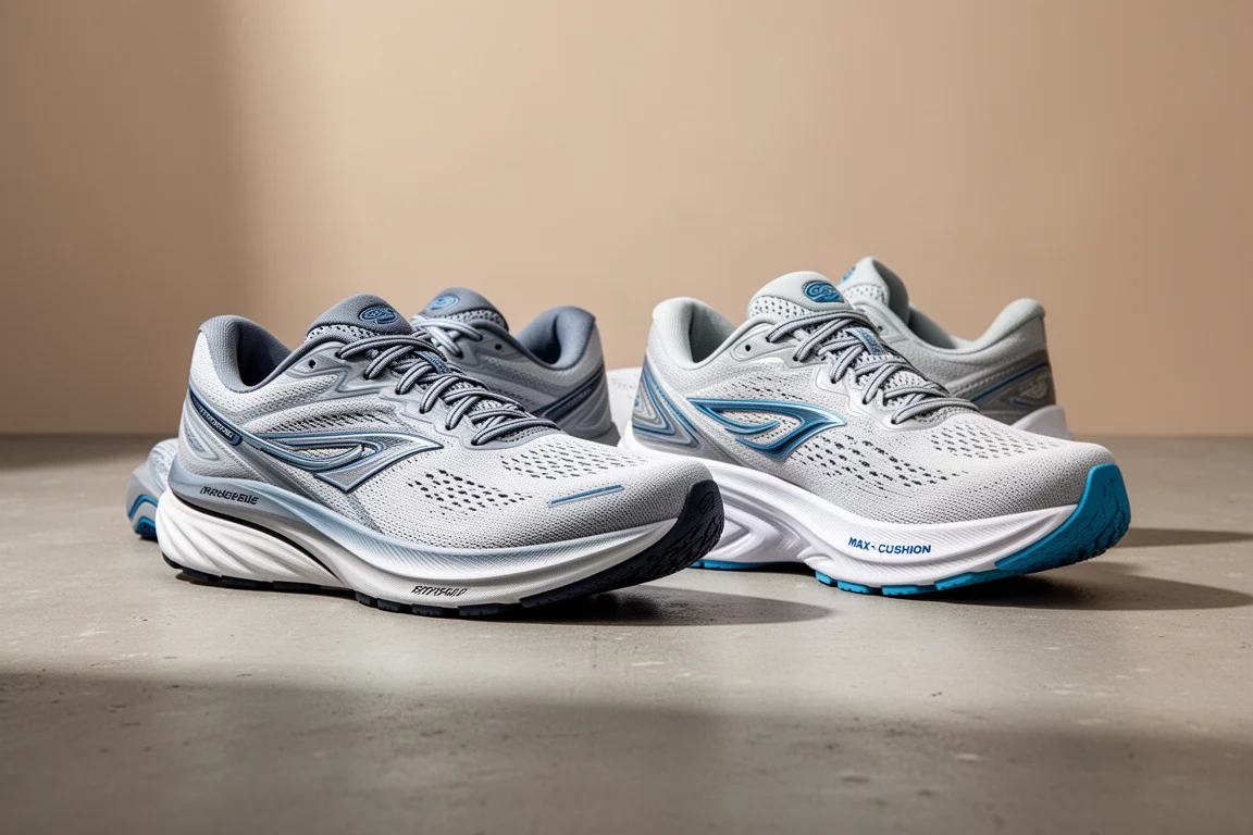 Nike Zoom Structure 25 and Nike Vomero 17 running shoes side by side on concrete