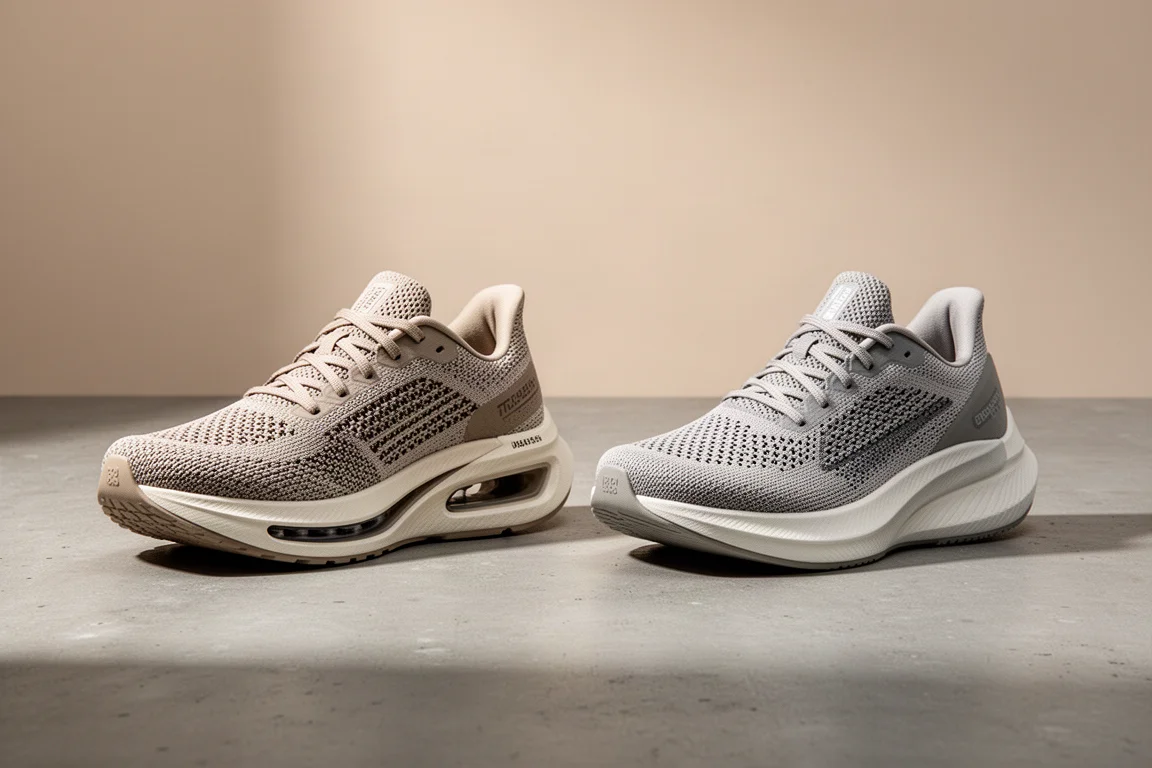 Nike Zoomfly 6 and New Balance SC Trainer V3 side by side on concrete